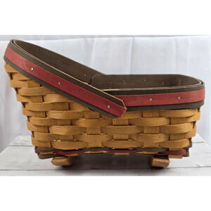 Good Tidings Basket, Henn Workshops, Cradle Shaped Brown/Burgundy Woven Basket